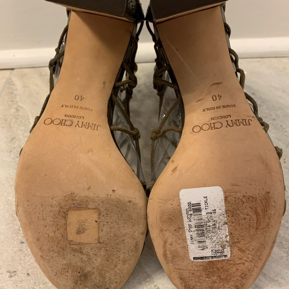 Jimmy Choo Green Snake Skin Block Heeled Sandals Sz 40 - Picture 4 of 9